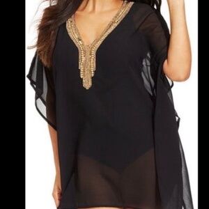RAVIYA Jeweled Sheer Coverup Beach Resort SZ L